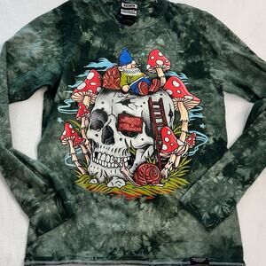 Broken Promises long sleeve t-shirt men's small skull gnome tie dye